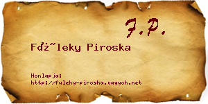 Füleky Piroska névjegykártya